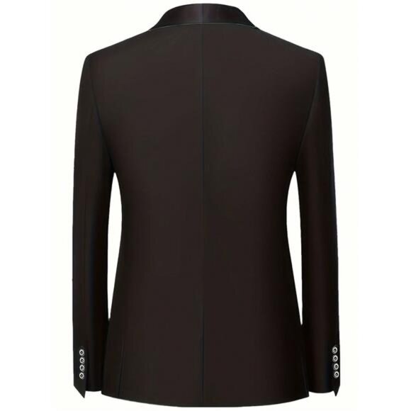 Men's 3-Piece Suit,    Suit Jacket + Vest + Trousers, Business Casual. BLACK - Picture 3 of 10